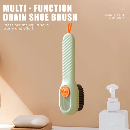 Soft Bristle Cleaning Brush - Press Type Automatic Liquid Adding Brush