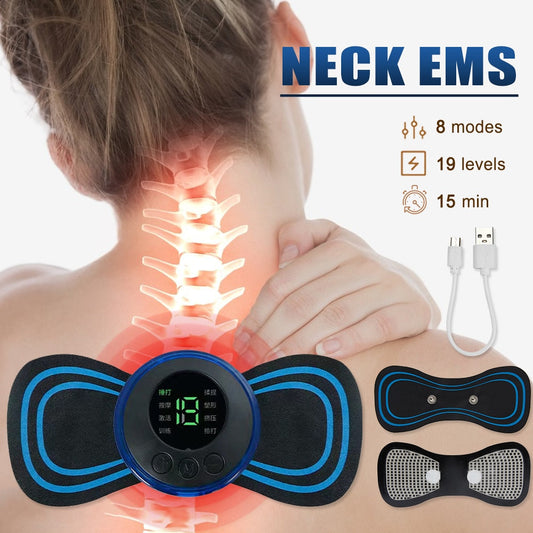 Electric EMS Neck Massager Mini Cervical Back Muscle Pain Relief Patch